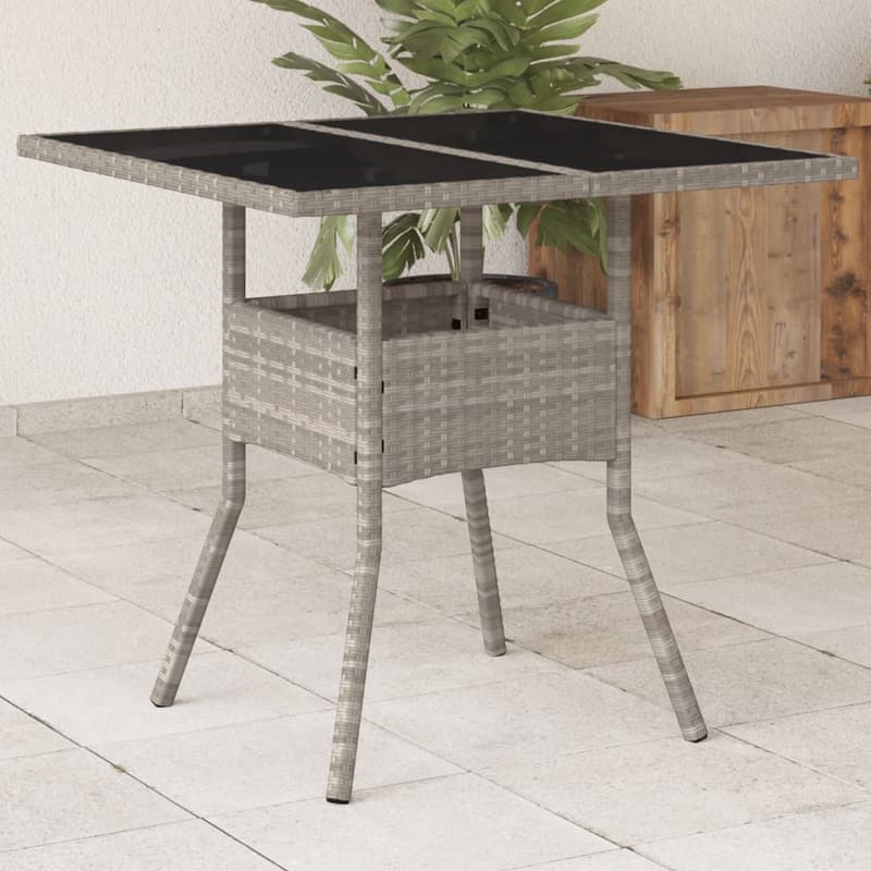 vidaXL Garden Table Light Grey PE Rattan Medium UV-resistant materials - 31.5 x 31.5 x 29.5
