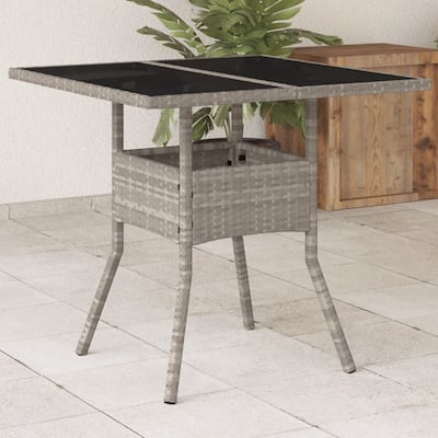 vidaXL Garden Table Light Grey PE Rattan Medium UV-resistant materials - 31.5 x 31.5 x 29.5