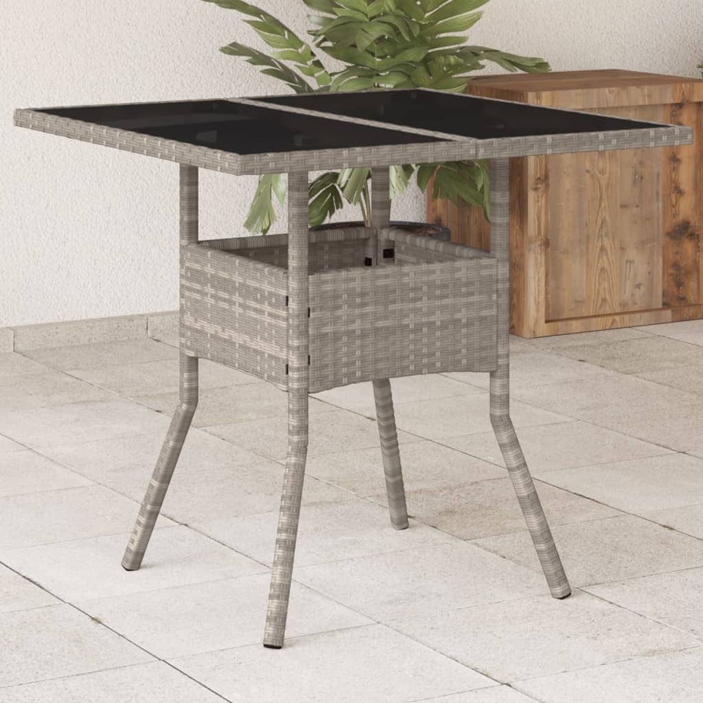 vidaXL Garden Table Light Grey PE Rattan Medium UV-resistant materials - 31.5 x 31.5 x 29.5