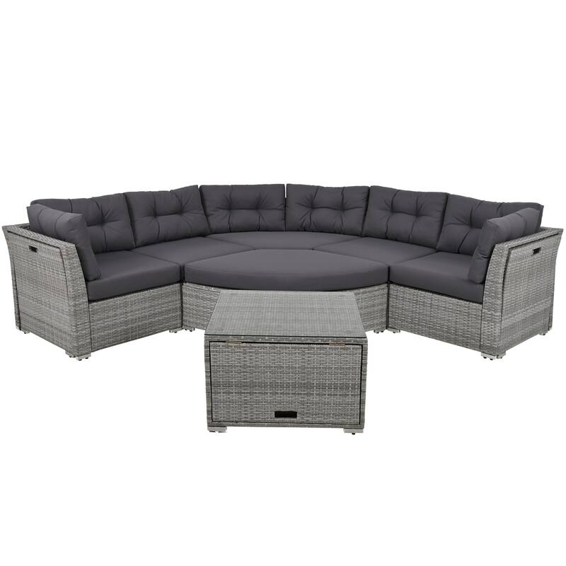 Patio Furniture Set Outdoor Furniture Daybed Rattan Sectional Furniture Set Patio Seating Group With Cushions and Center Table