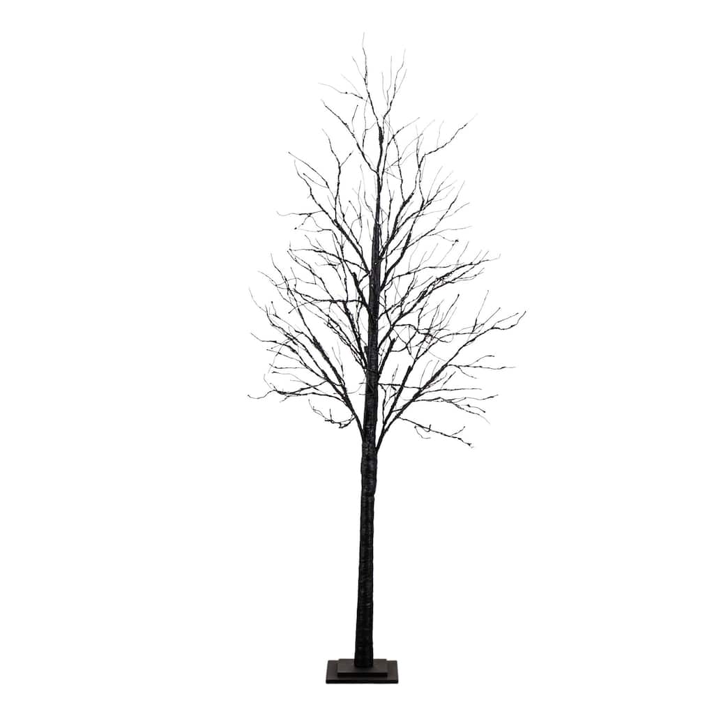 Pre-Lit Black Twig Artificial Halloween Tree - 7' - Multicolor LED Lights