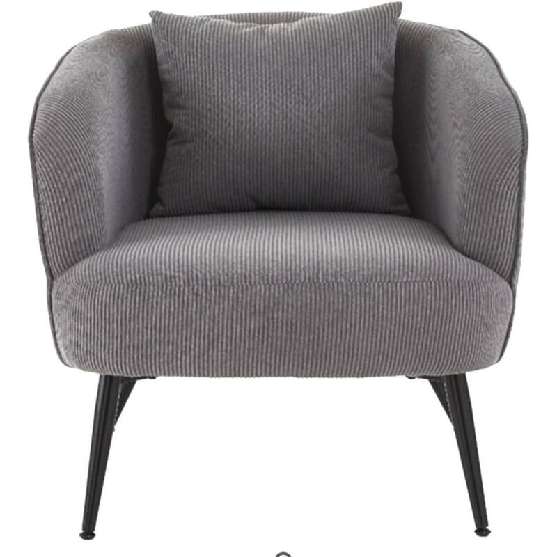 Modern Channel Corduroy Velvet Accent Chair with Black Metal Legs Luxurious Design and Comfortable Seating Ideal