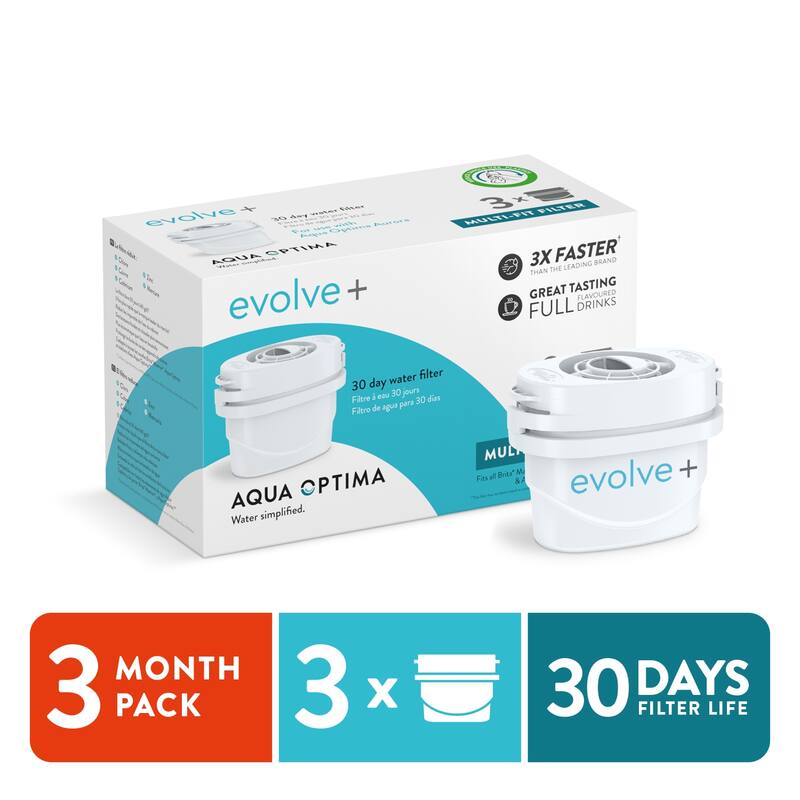 Aqua Optima Evolve+ Filter for Filter Pitchers, Pack of 3