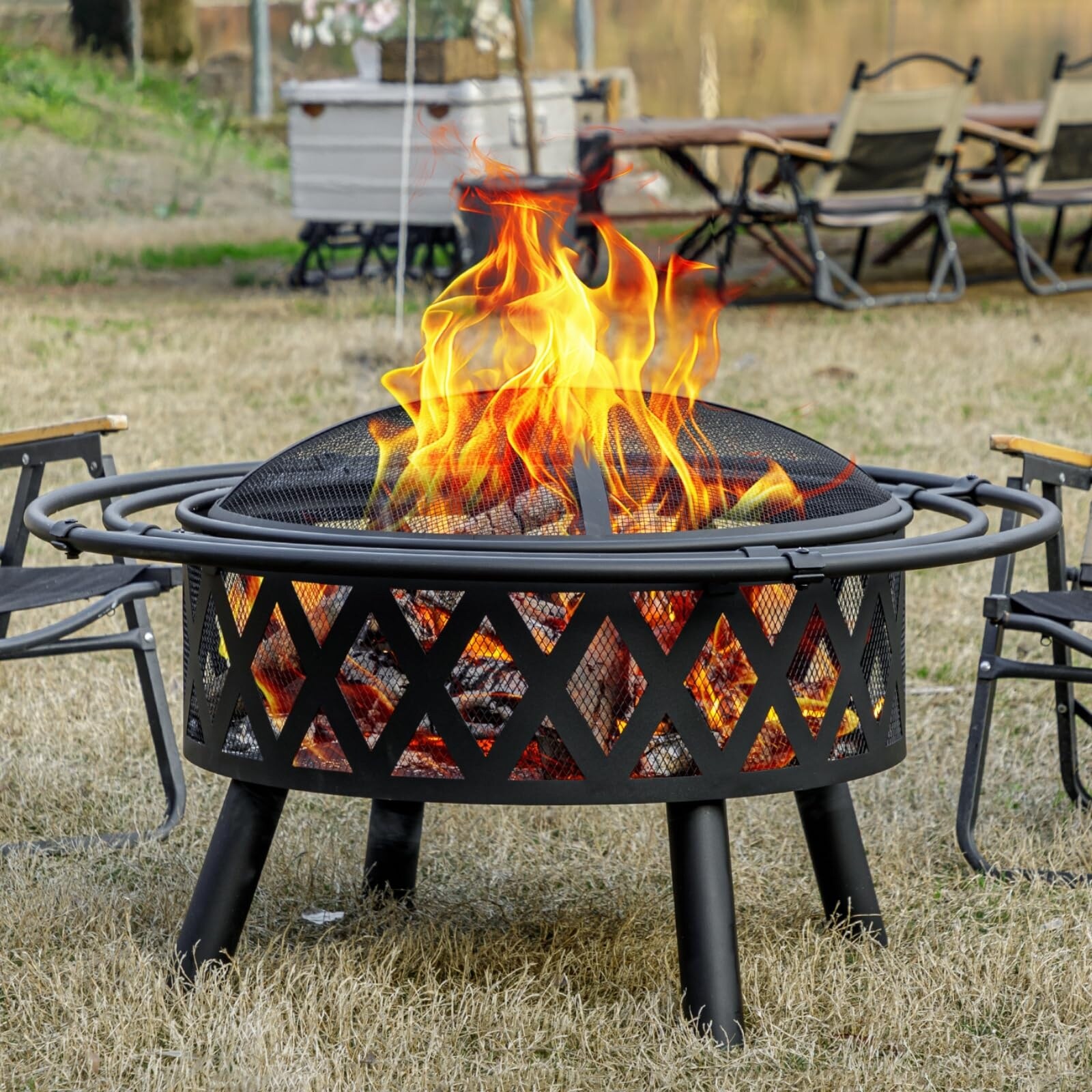 大人も着やすいシンプルファッション Pit Fire Burning Wood Inch 36 with Pit Fire Outdoor Loops, 2 バーベキュー・調理用品