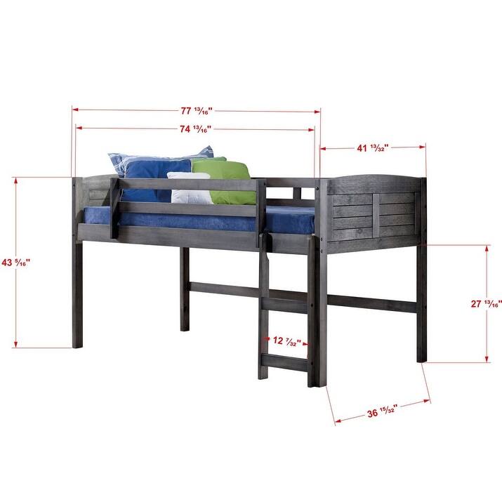 Taylor & Olive Dardanelle Grey Wood Twin Low Loft Bed