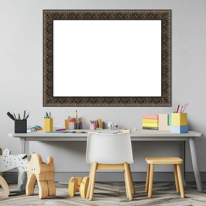 Amanti Art Intaglio Embossed Black Framed Dry Erase Magnetic Board