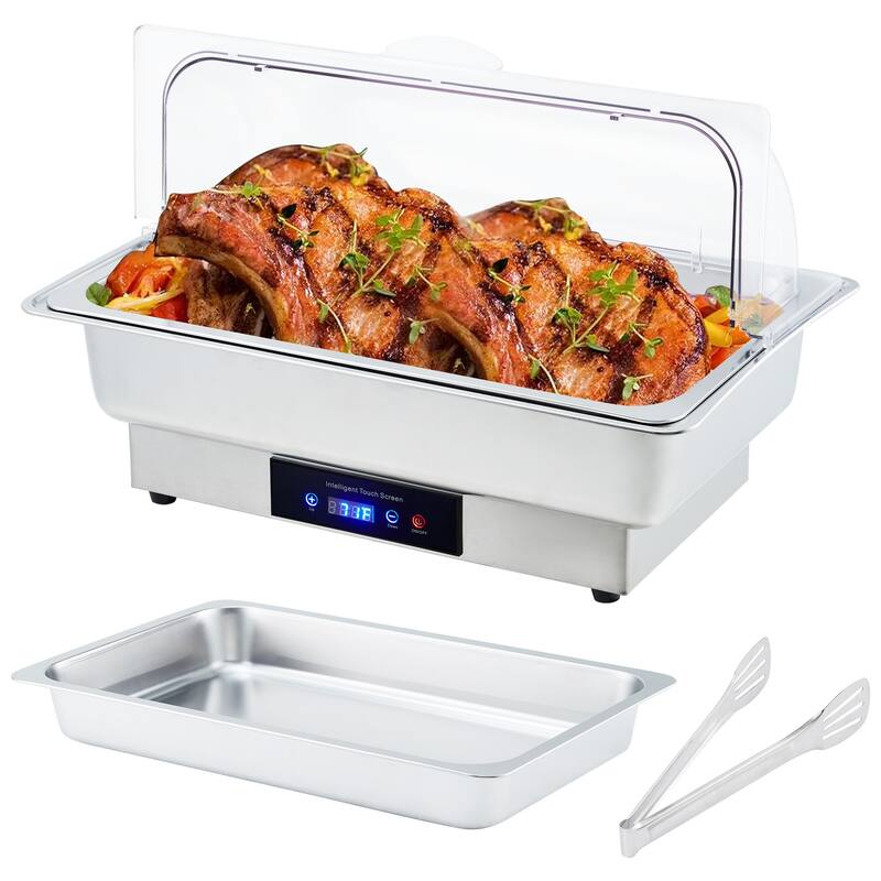 9 QT Electric Chafing Dish Buffet Set, Food Warmer for Parties, Banquets, Buffets - Full Pan - Silver