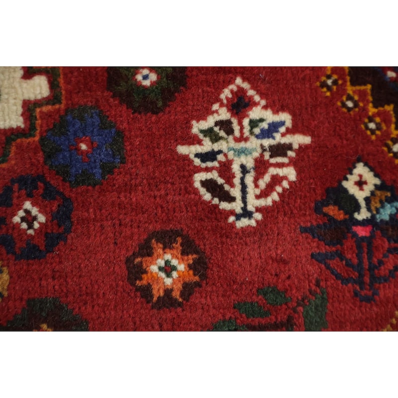 Hand Knotted Oriental 100% Wool Carpet Traditional Tribal Red Shiraz Area Rug - 6' 0'' X 4' 1''