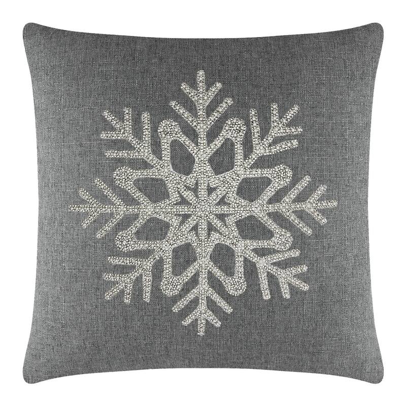 Sparkles Home Rhinestone Snowflake Pillow - Grey - 16 x 16