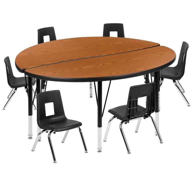 47.5" Circle Wave Flexible Activity Table Set with 12" Student Stack Chairs