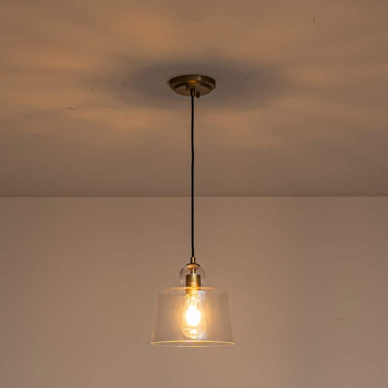 8.7" 1-Light Modern Mini Chrome/Gold/Matte Black Clear Glass Pendant Light for Kitchen Island Dining Room - 1 Light - Gold
