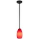 preview thumbnail 2 of 3, Access Lighting Champagne - Glass Pendant - 1-Light Pendant - Rod - Oil Rubbed Bronze Finish - Red Glass Shade - Replaceable LED
