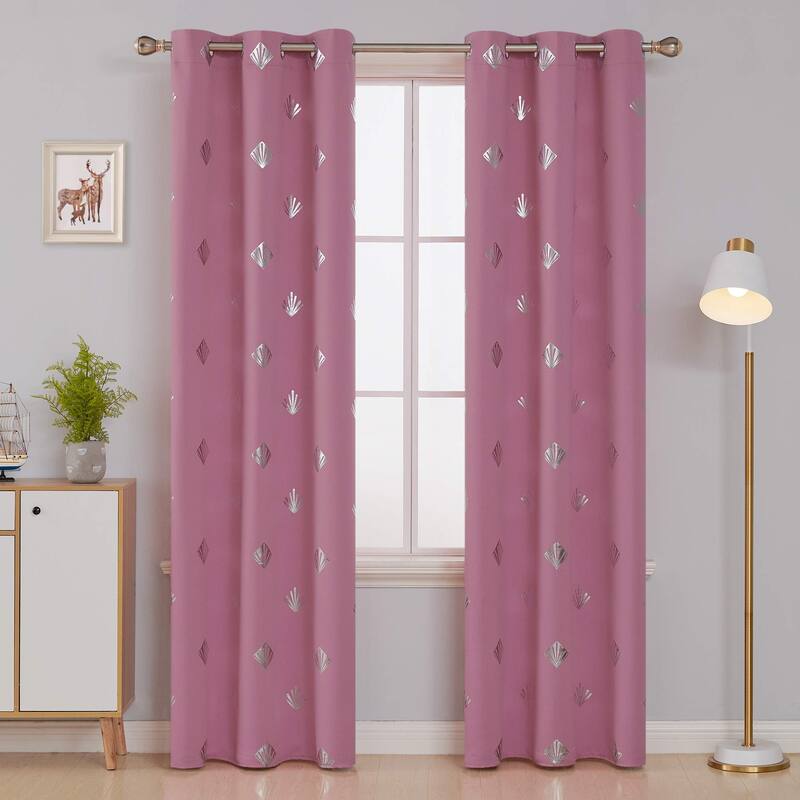 Shell Pattern Room Darkening Curtain Panel (2 Panels)