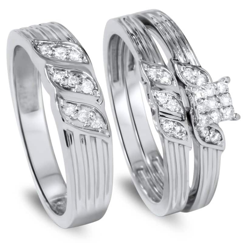 1/3ct Engagement Trio Ring Set White Gold