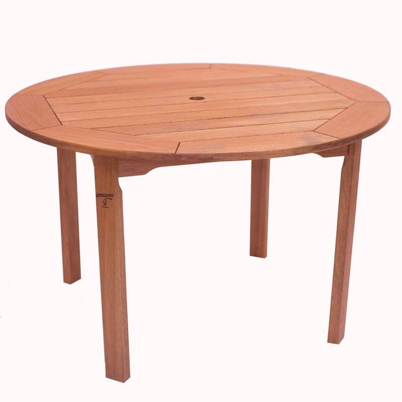 5-Piece Brown White Charlotte Eucalyptus Round Patio Dining Set 47"