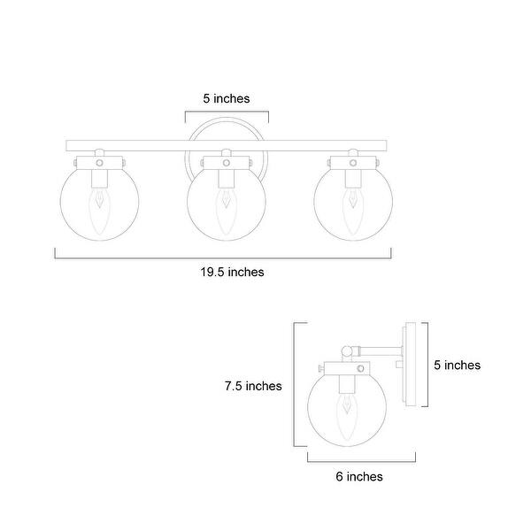 dimension image slide 0 of 3, Rella Modern Farmhouse Black Gold Bathroom Vanity Light Orb Glass Dimmable Wall Sconces for Powder Room
