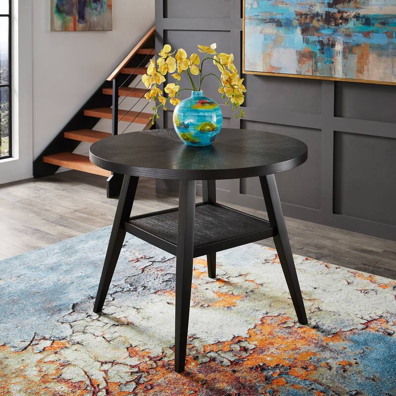Savinhill Black Finish 44" Round Counter Height Table with Shelf by iNSPIRE Q Modern