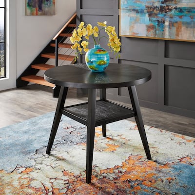 Savinhill Black Finish 44" Round Counter Height Table with Shelf by iNSPIRE Q Modern