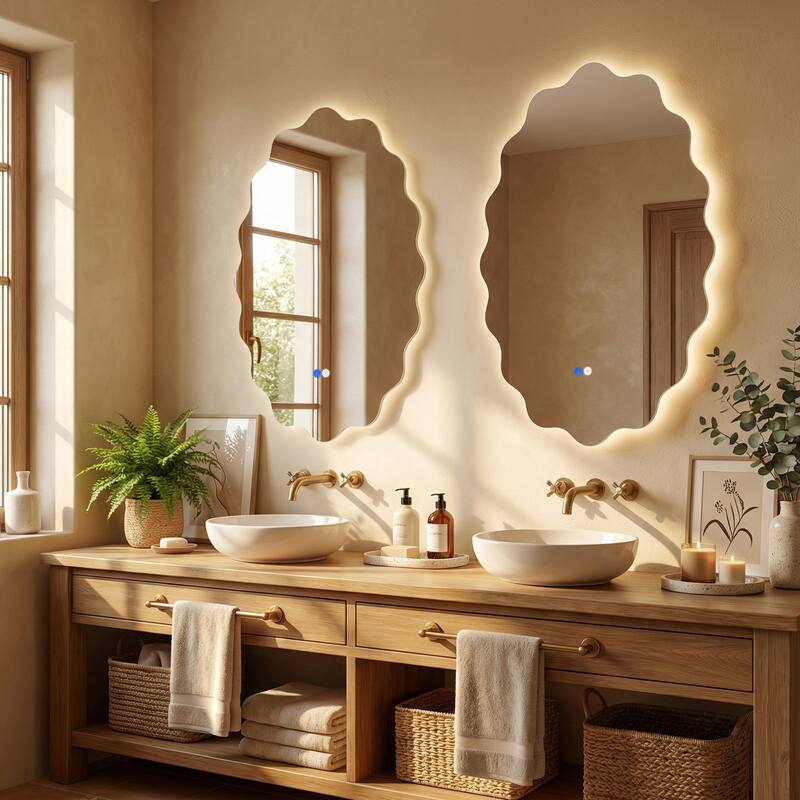 Oval Frameless Dimmable LED Light Anti-Fog Wall Bathroom Vanity Mirror