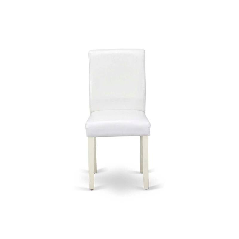 Round Dining Table Set - White PU Leather Chairs - Solid Wood Kitchen Table - Small Space Dining