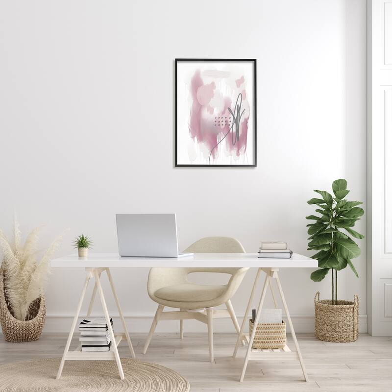 Stupell Soft Pink Abstract Shape Cluster Blush Tone Painting Framed Wall Art - White