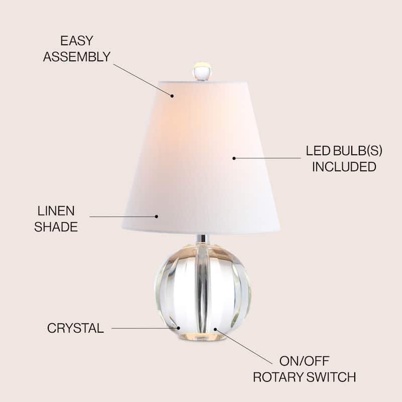 Goddard 16" Crystal Ball/Metal LED Table Lamp, By JONATHAN Y