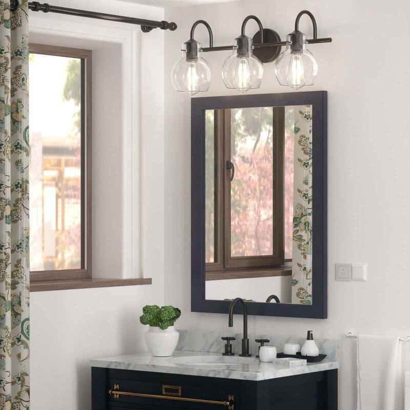 Modern 2/3/4 Bathroom Vanity Lights Clear Globe Glass Shade