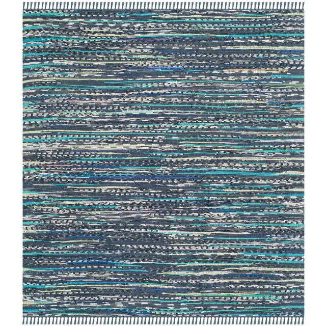 SAFAVIEH Handmade Rag Rug Vistiana Flatweave Cotton Rug - 6' x 6' Square - Ink/Multi