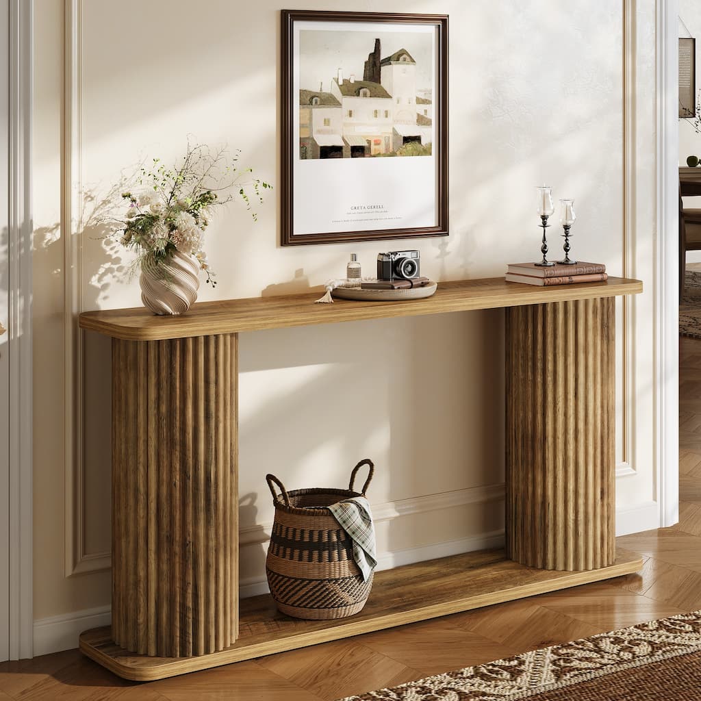 Mid Century Modern Long Console Table, 63" Behind Couch Sofa Table