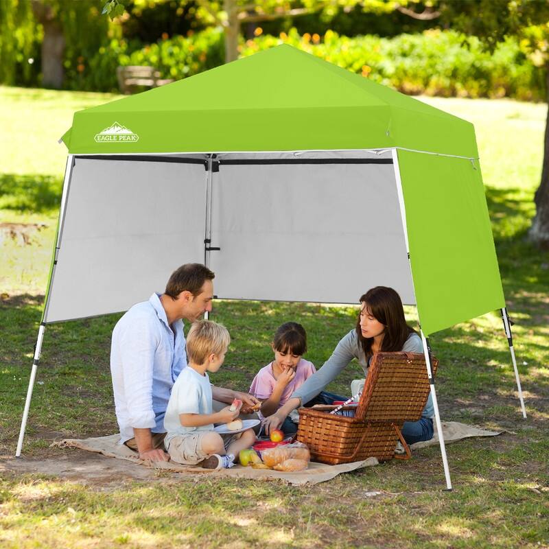 EAGLE PEAK Day Tripper 8x8 Aluminum Super-Lightweight Slant Leg Pop Up Canopy with 3 Removable Walls, Blue - Green