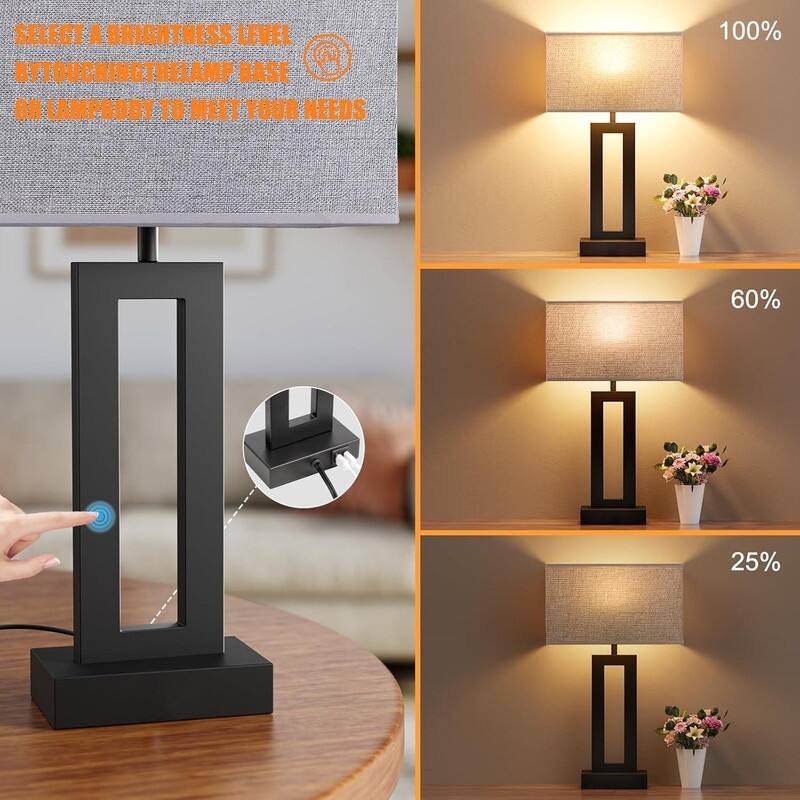 Bedroom Lamps for Night Stands - Touch Control