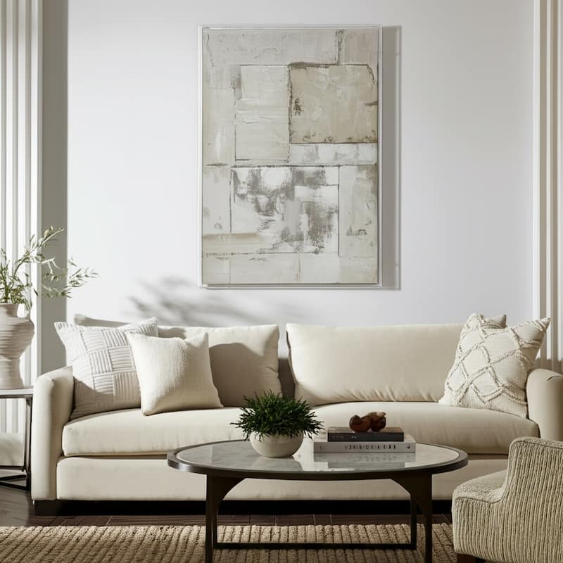 Canvas Wall Art Wood Frame Textured Abstract Accent - 60" Multi - Wood - Multi - 40" x 2" x 60"