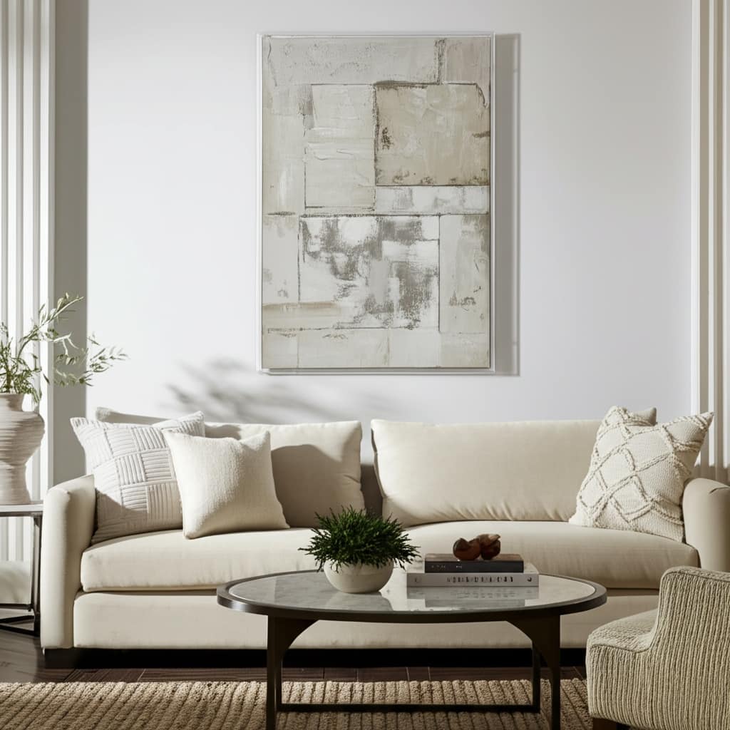 Canvas Wall Art Wood Frame Textured Abstract Accent - 60" Multi
