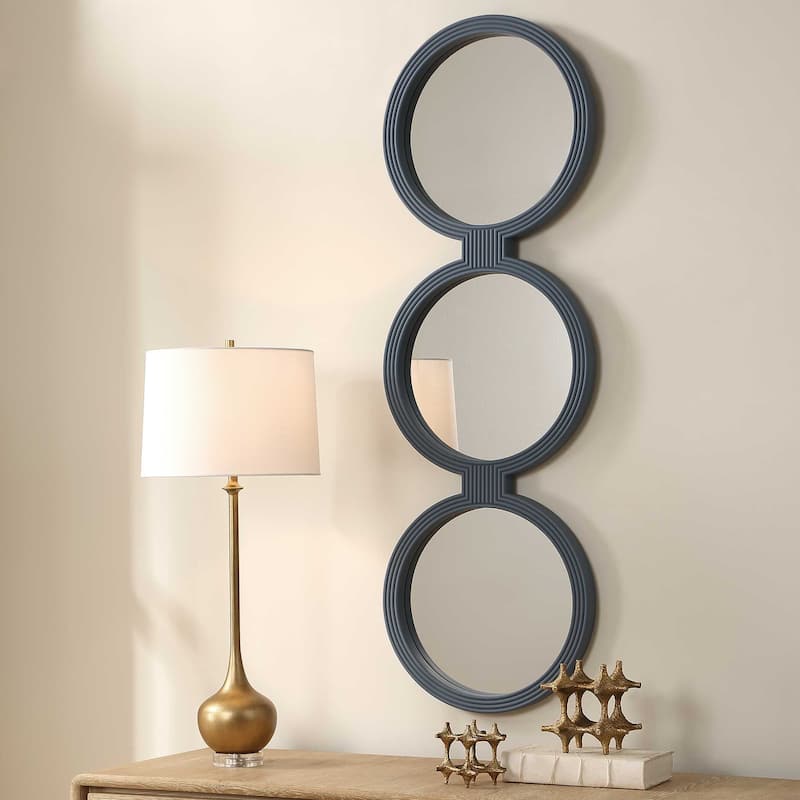Uttermost Going In Circles Blue Gray Mirror - 18.00" W x 56.00" H x 1.50" D