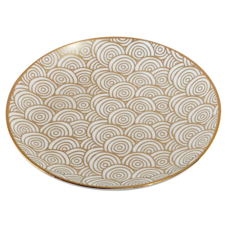 Certified International Mosaic Gold Plated 6" Luncheon/Canape Plates, Set of 6 Assorted Designs - 6-inch