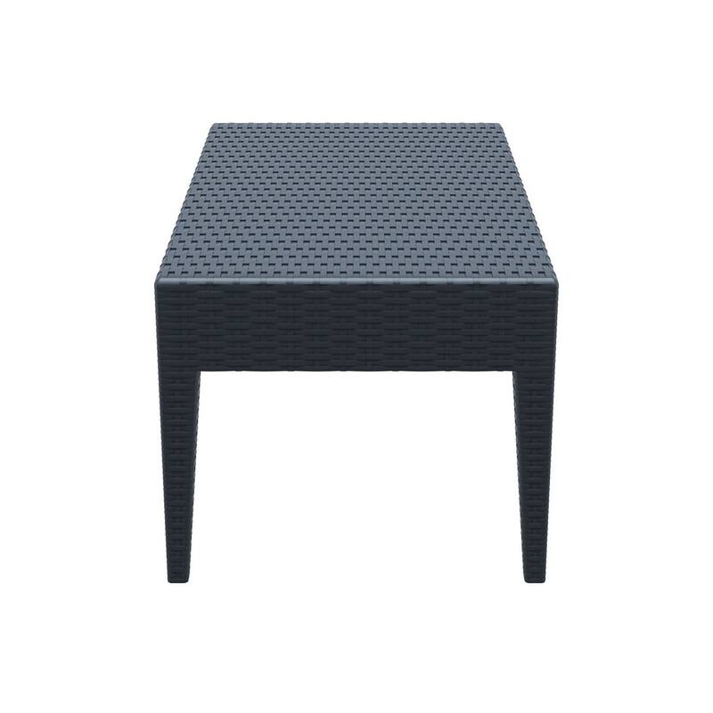 36" Gray Outdoor Patio Wickerlook Rectangular Coffee Table