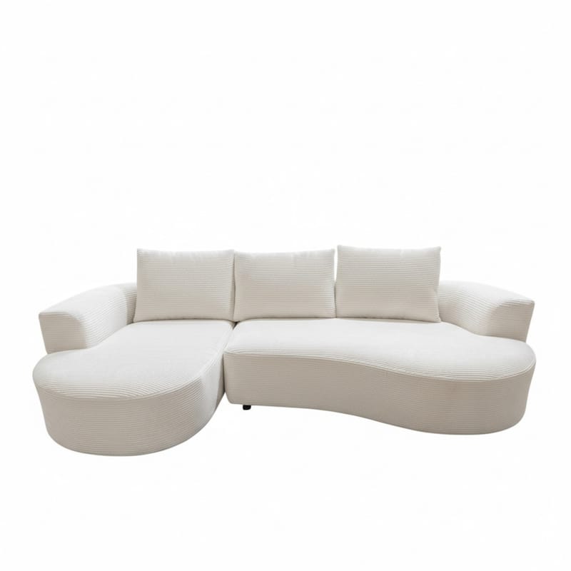 111.55" L-Shaped Corduroy Sectional Sofa, No Assembly Required