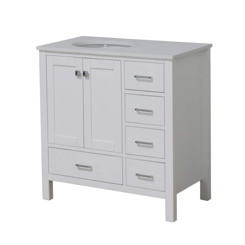 KitchenBathCollection Horizon 36" Bathroom Vanity with Engineered White Top
