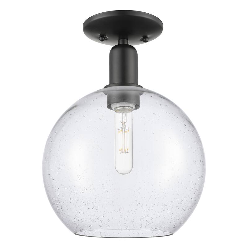 Innovations Lighting 716-1C-14-10 Athens Semi-Flush Athens 10" Wide - Matte Black / Seedy