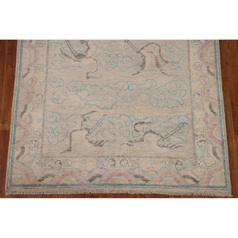Handmade Vegetable Dye Oushak Turkish Area Rug Oriental Wool Carpet - 5'4"x 7'1"