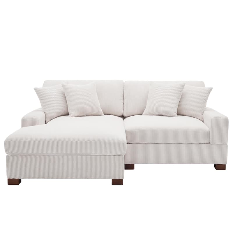 Modern L-Shaped Corduroy Modular Sectional Couch Sofa with Pillows