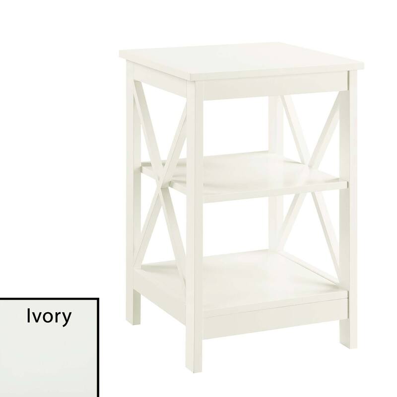 Copper Grove Cranesbill X-Base 3-Tier End Table with Shelves