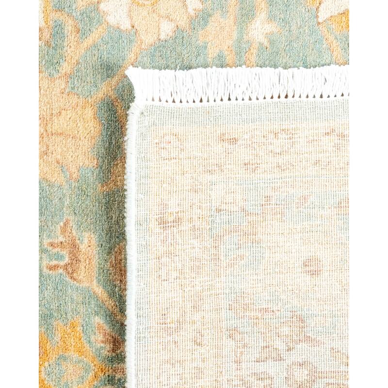Overton Hand Knotted Wool Vintage Inspired Traditional Mogul Light Blue Area Rug - 4' 4" x 5' 10"