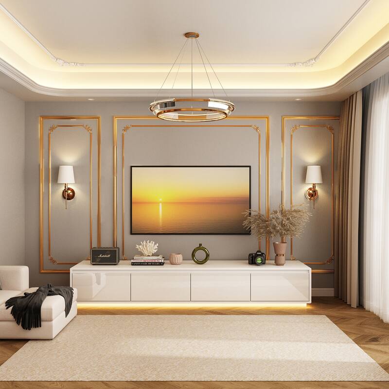 Chic LED-Lit Media Console for Stylish Homes Entertainmnet Center - 70.9"