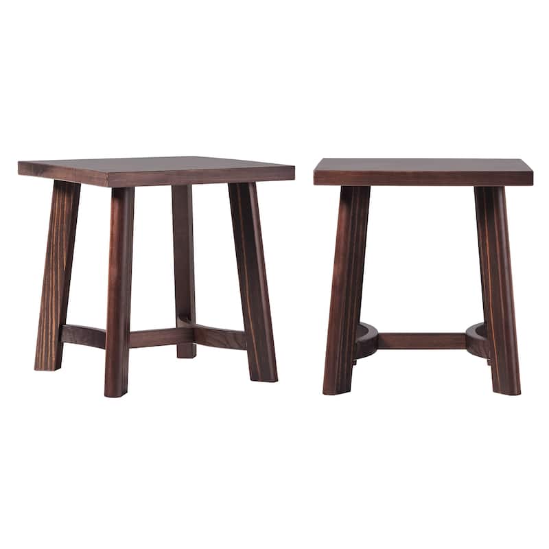 Walker Edison Modern Farmhouse Square Solid Wood Side Table (Set of 2)