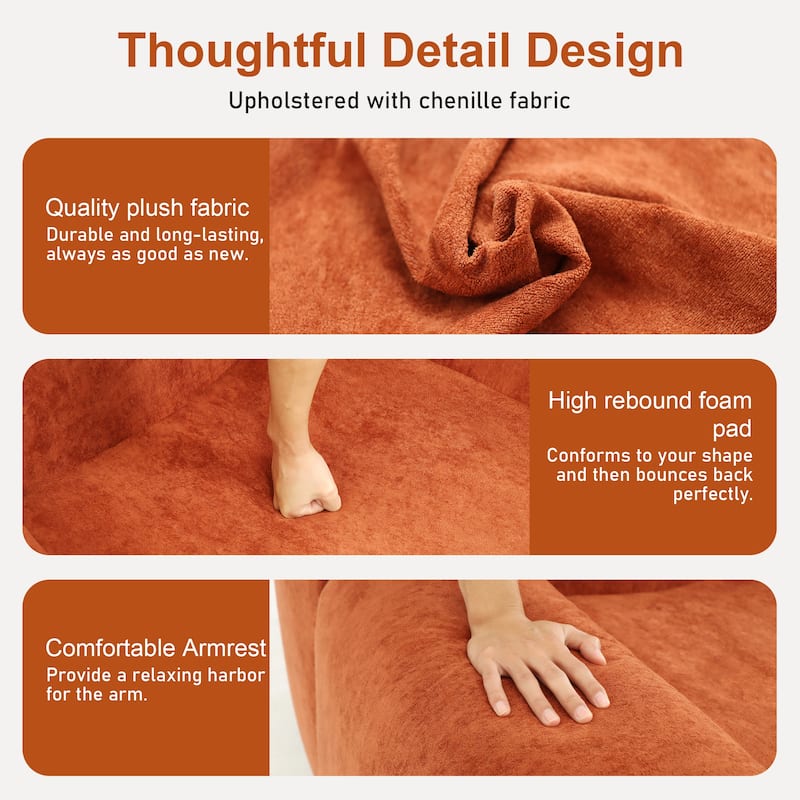 Chenille Accent Chair, Comfy Cloud Sofa Chair, Modern Armchair Boneless Reading Chairs