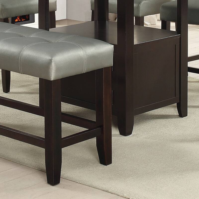 Counter Height 1pc Bench Silver Faux Leather
