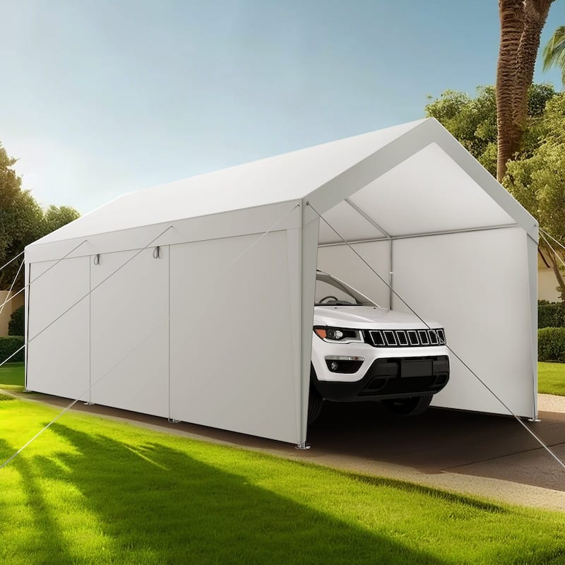 Galvanized Steel Portable Garage with Car Canopy and Sidewalls