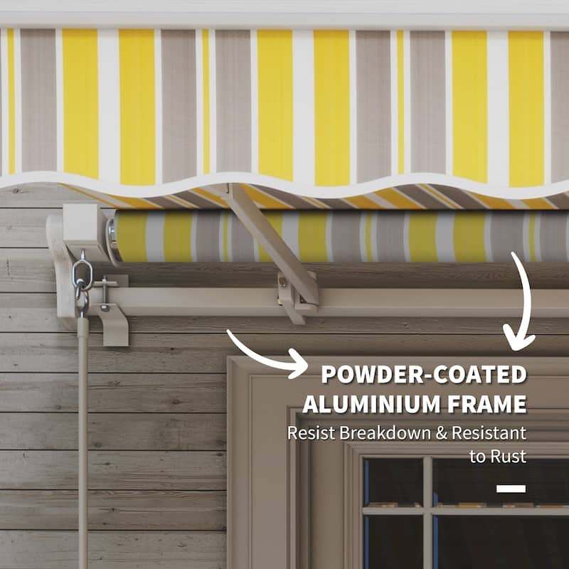 12' x 10' Retractable Awning Sun Shade Shelter with Manual Crank Handle, 280g/m² UV & Water-Resistant Fabric and Aluminum Frame