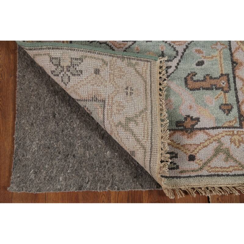 Green Oushak Oriental Runner Rug Hand-Knotted Wool Carpet - 2'6"x 8'0"